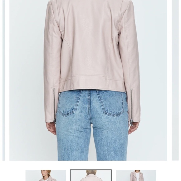 Women's Pink Vegan Leather Jacket - Picture 6 of 6